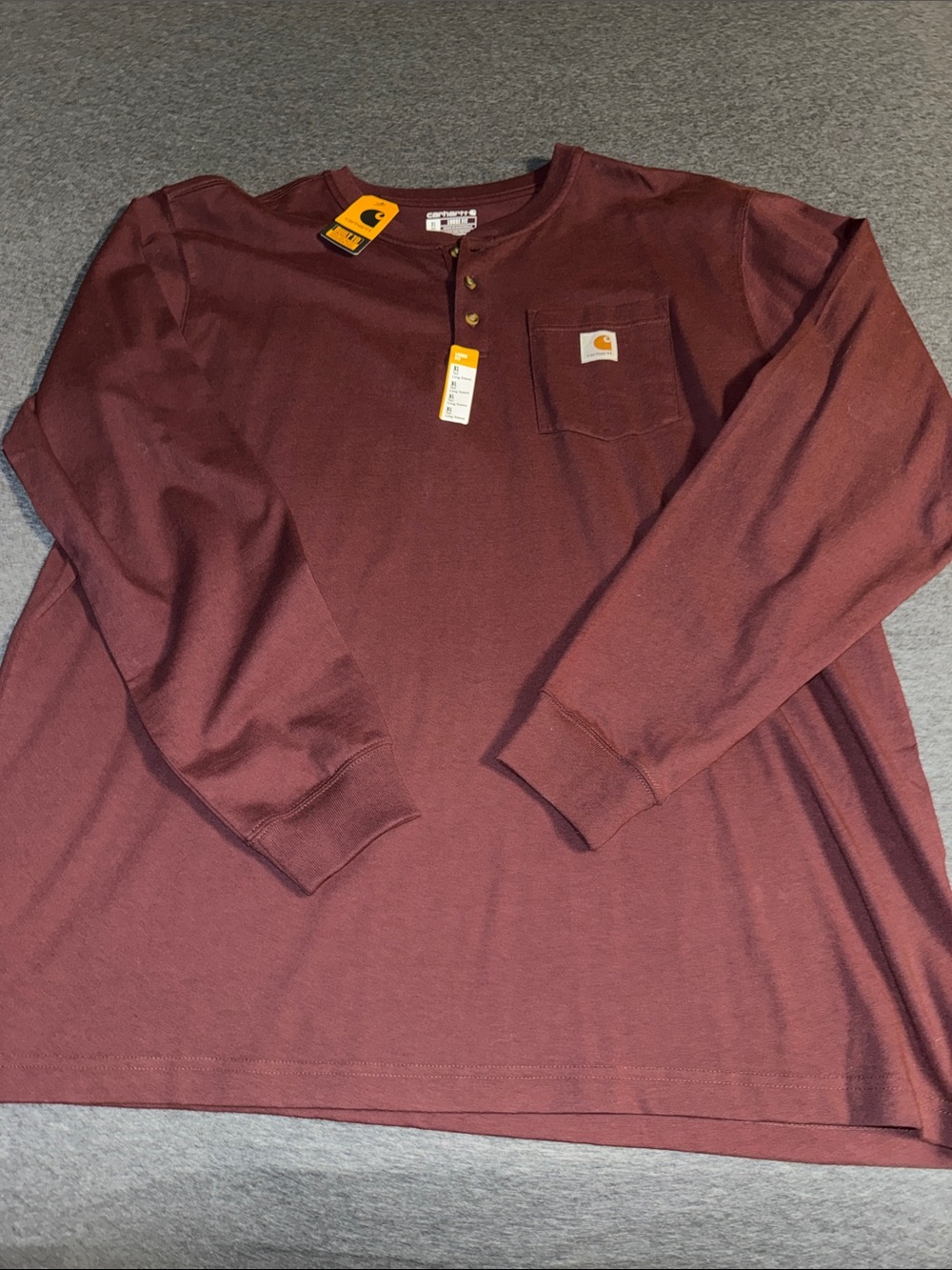 Carhartt Men's Long-Sleeve Henley Shirt - Maroon